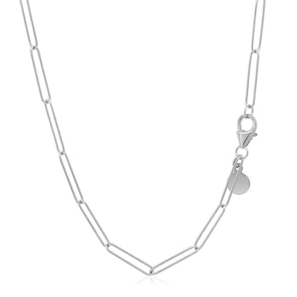 14k White Gold Wire Paperclip Chain (2.7mm)