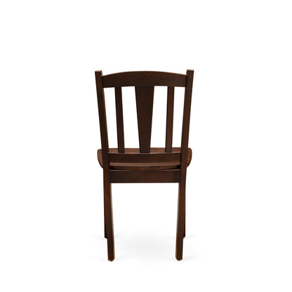 EAST WEST FURNITURE - AMDL5-MAH-W - 5-Piece Modern Dining Set- 4 Dining Chair and Wood Dining Table - Wooden Seat and Slatted Chair Back - Mahogany Finish