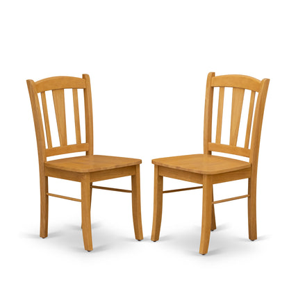 EAST WEST FURNITURE - ANDL5-OAK-W - 5-Pc Dining Room Table Set- 4 Dining Room Chair and dining table - Wooden Seat and Slatted Chair Back - Oak Finish