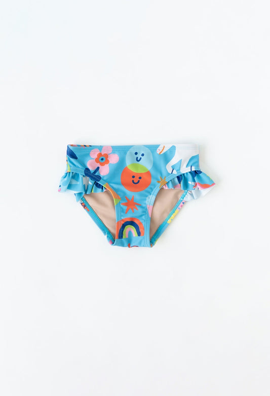Parte de abajo de bikini con volantes para niña | Arcoíris y unicornios