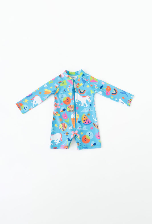 Mini Taylor - Traje de baño de manga larga para bebé - Arcoíris y Unicornios