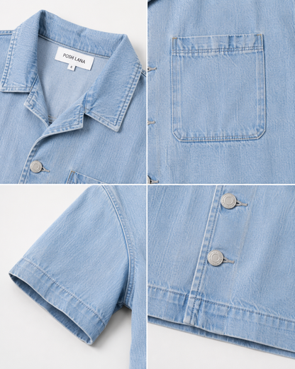 Vintage Wash Boxy Cropped Lyocell Shirt for Women
