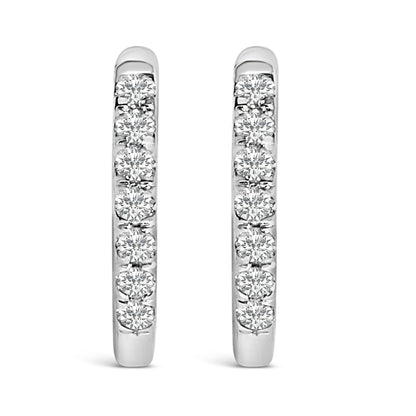 10K Rose Gold 1/4 Cttw Diamond Double Sided Huggie Hoop Earrings