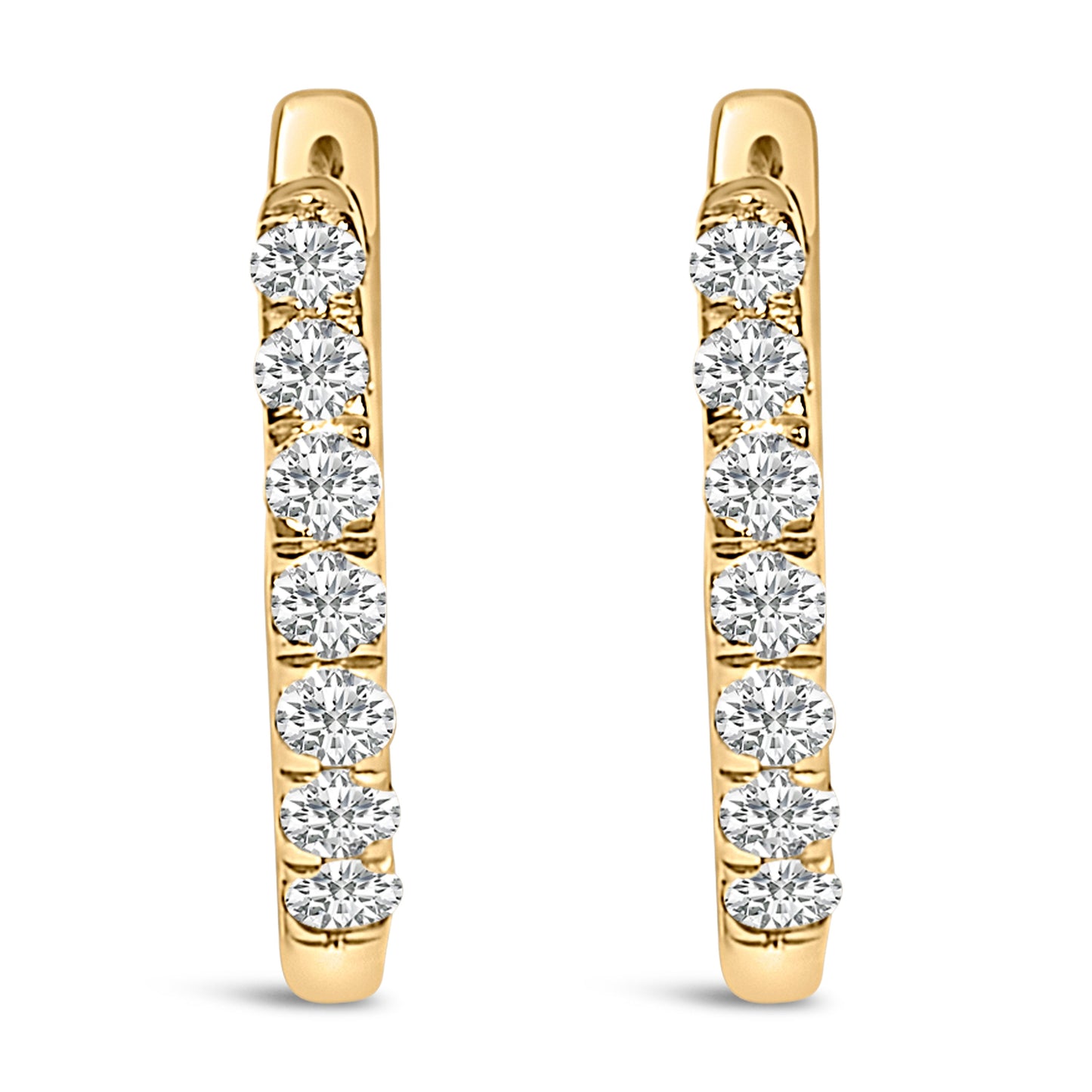 10K Rose Gold 1/4 Cttw Diamond Double Sided Huggie Hoop Earrings