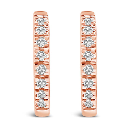 14K Rose Gold 1/5 CTW Diamond Huggie Hoop Earrings