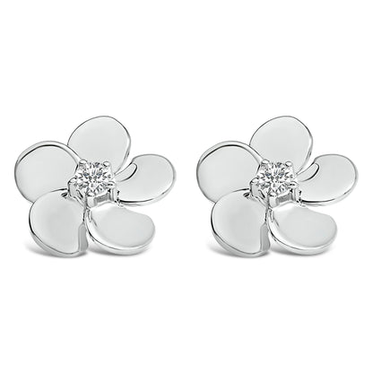 10K White Gold 1/3 Cttw Lab Grown Diamond Flower Petal Stud Earrings