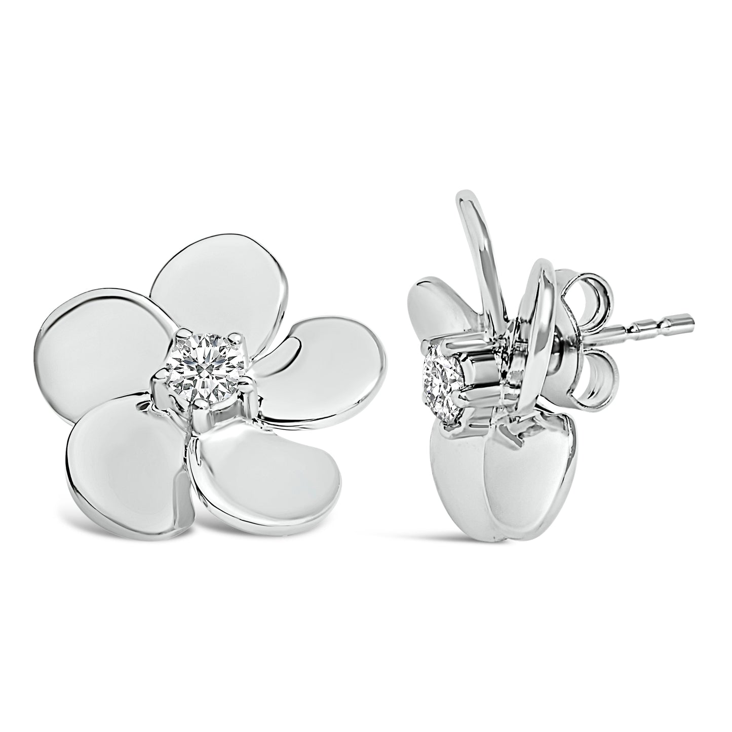 10K White Gold 1/3 Cttw Lab Grown Diamond Flower Petal Stud Earrings