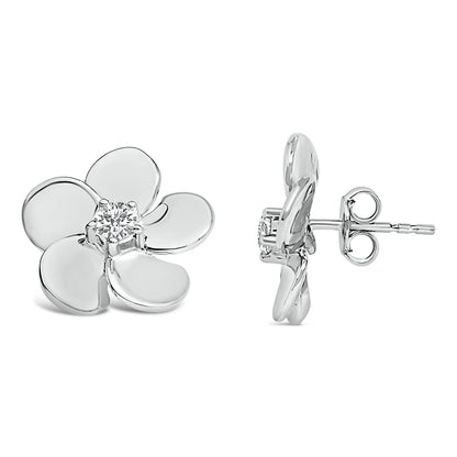 10K White Gold 1/3 Cttw Lab Grown Diamond Flower Petal Stud Earrings