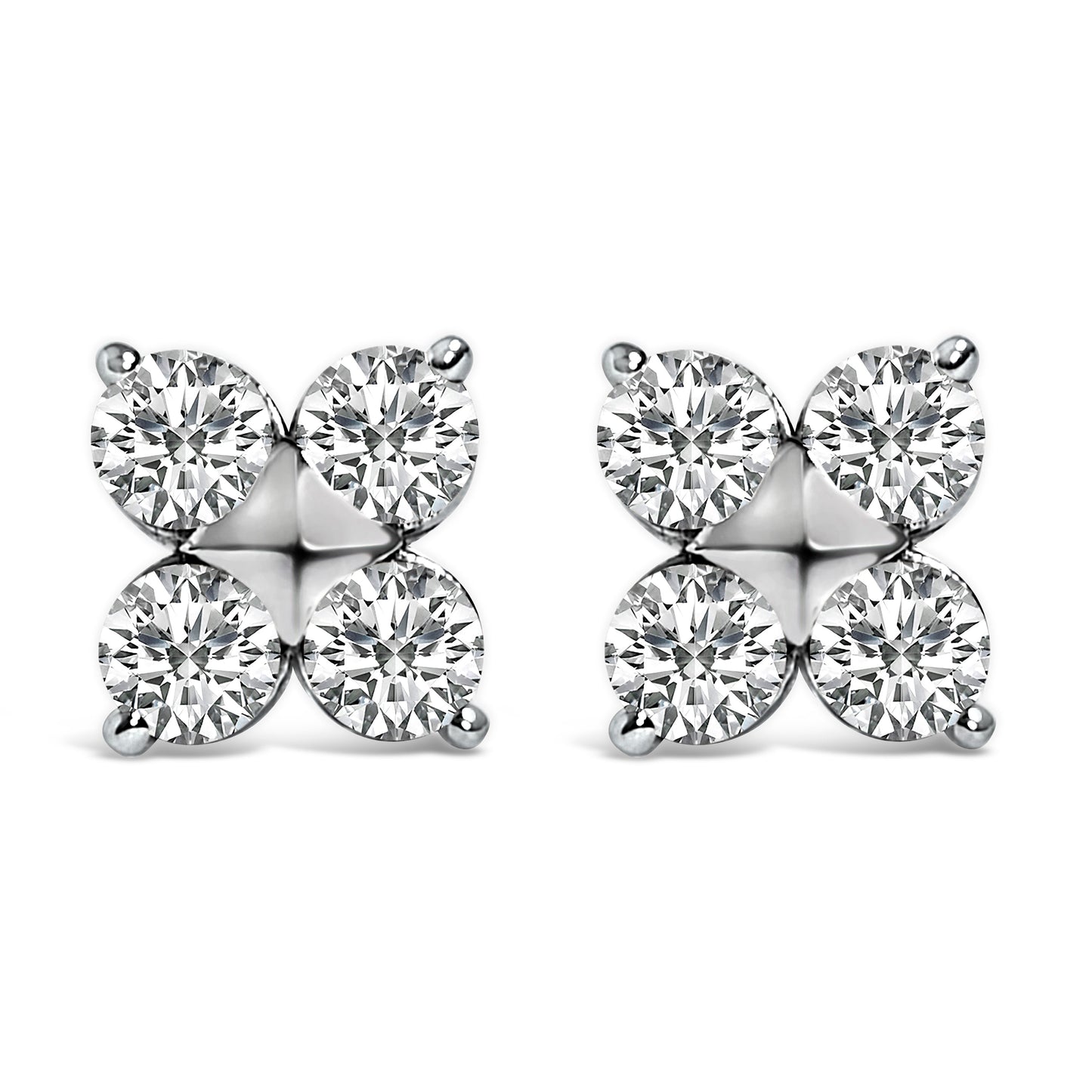 10K White Gold 1/2 Cttw Lab Grown Diamond Snowflake Stud Earrings