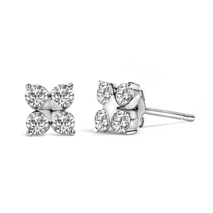 10K White Gold 1/2 Cttw Lab Grown Diamond Snowflake Stud Earrings