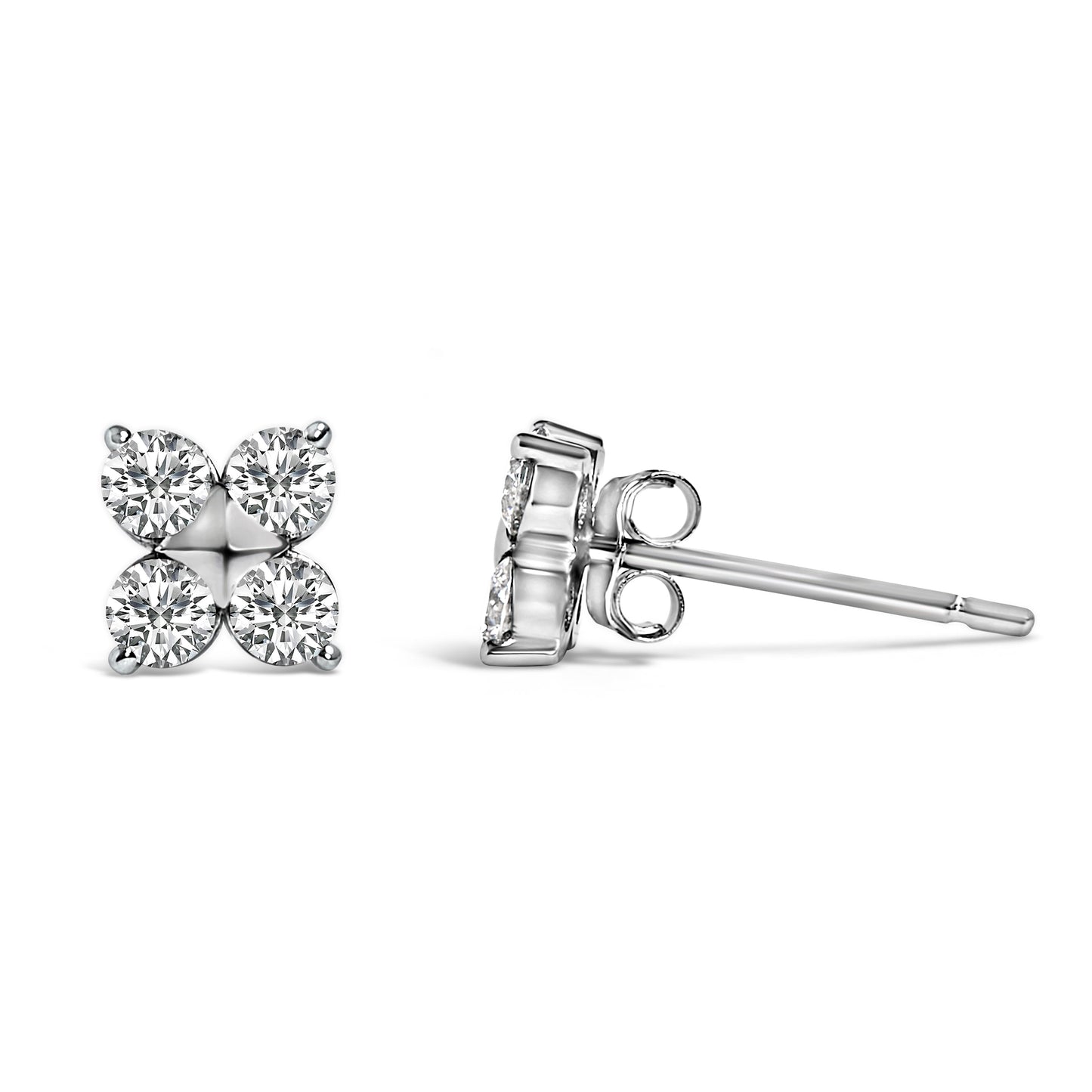 10K White Gold 1/2 Cttw Lab Grown Diamond Snowflake Stud Earrings