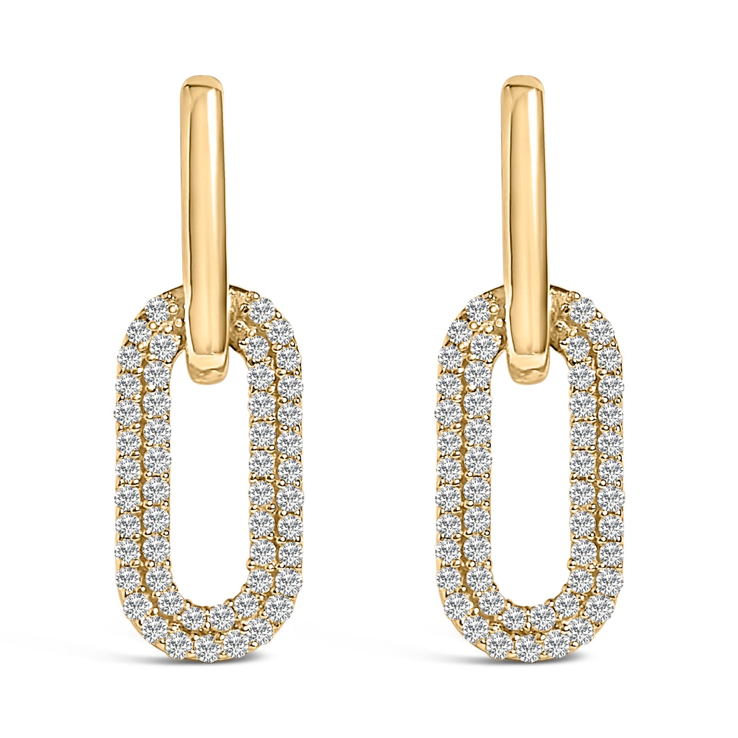 10K White Gold 1/2 Cttw Lab Grown Diamond Dangling Paperclip Drop Earrings