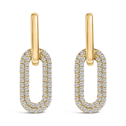 10K White Gold 1/2 Cttw Lab Grown Diamond Dangling Paperclip Drop Earrings