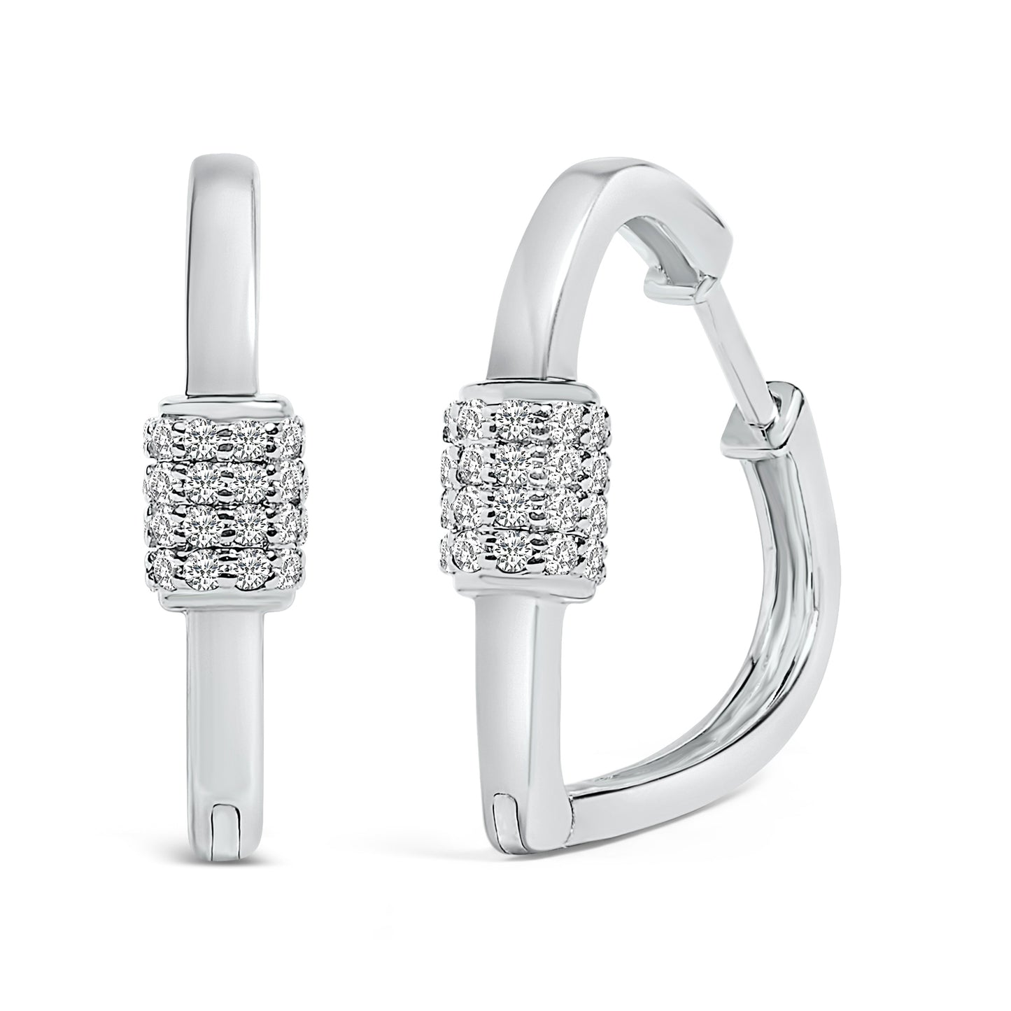 10K White Gold 3/8 Cttw Lab Grown Diamond Heart Shaped Huggie Hoop Earrings