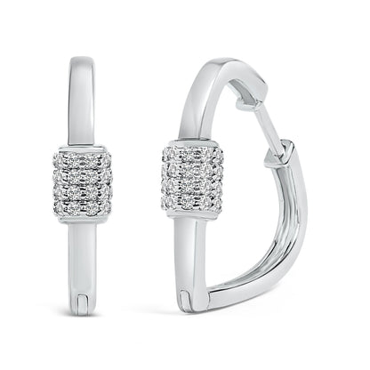 10K White Gold 3/8 Cttw Lab Grown Diamond Heart Shaped Huggie Hoop Earrings