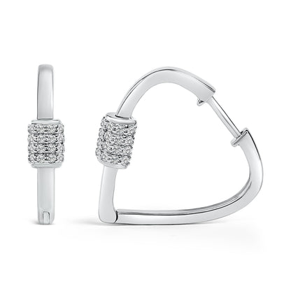 10K White Gold 3/8 Cttw Lab Grown Diamond Heart Shaped Huggie Hoop Earrings
