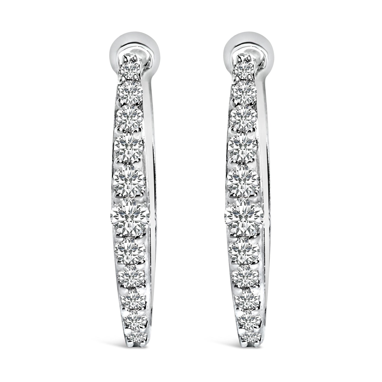 10K White Gold 1/4 Cttw Lab Grown Diamond Heart Shaped Huggy Hoop Earrings