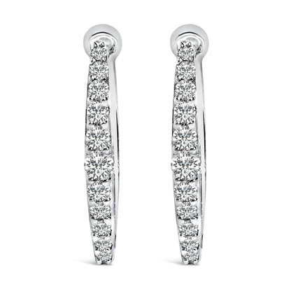 10K White Gold 1/4 Cttw Lab Grown Diamond Heart Shaped Huggy Hoop Earrings