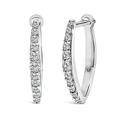 10K White Gold 1/4 Cttw Lab Grown Diamond Heart Shaped Huggy Hoop Earrings