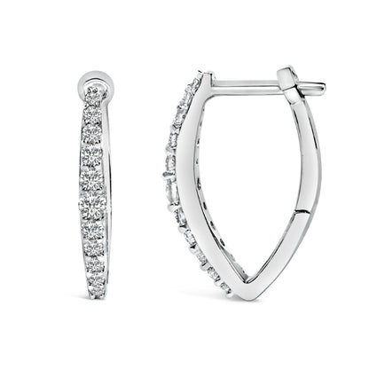 10K White Gold 1/4 Cttw Lab Grown Diamond Heart Shaped Huggy Hoop Earrings