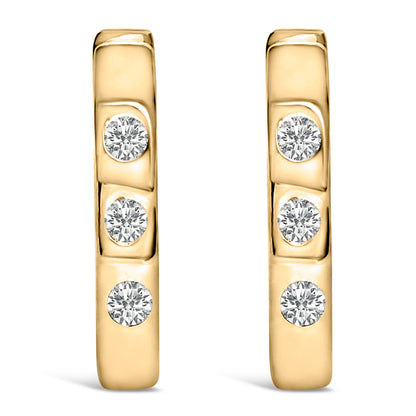 10K White Gold 1/10 Cttw Three Stone Lab Grown Diamond Oval Huggies Hoop Earrings