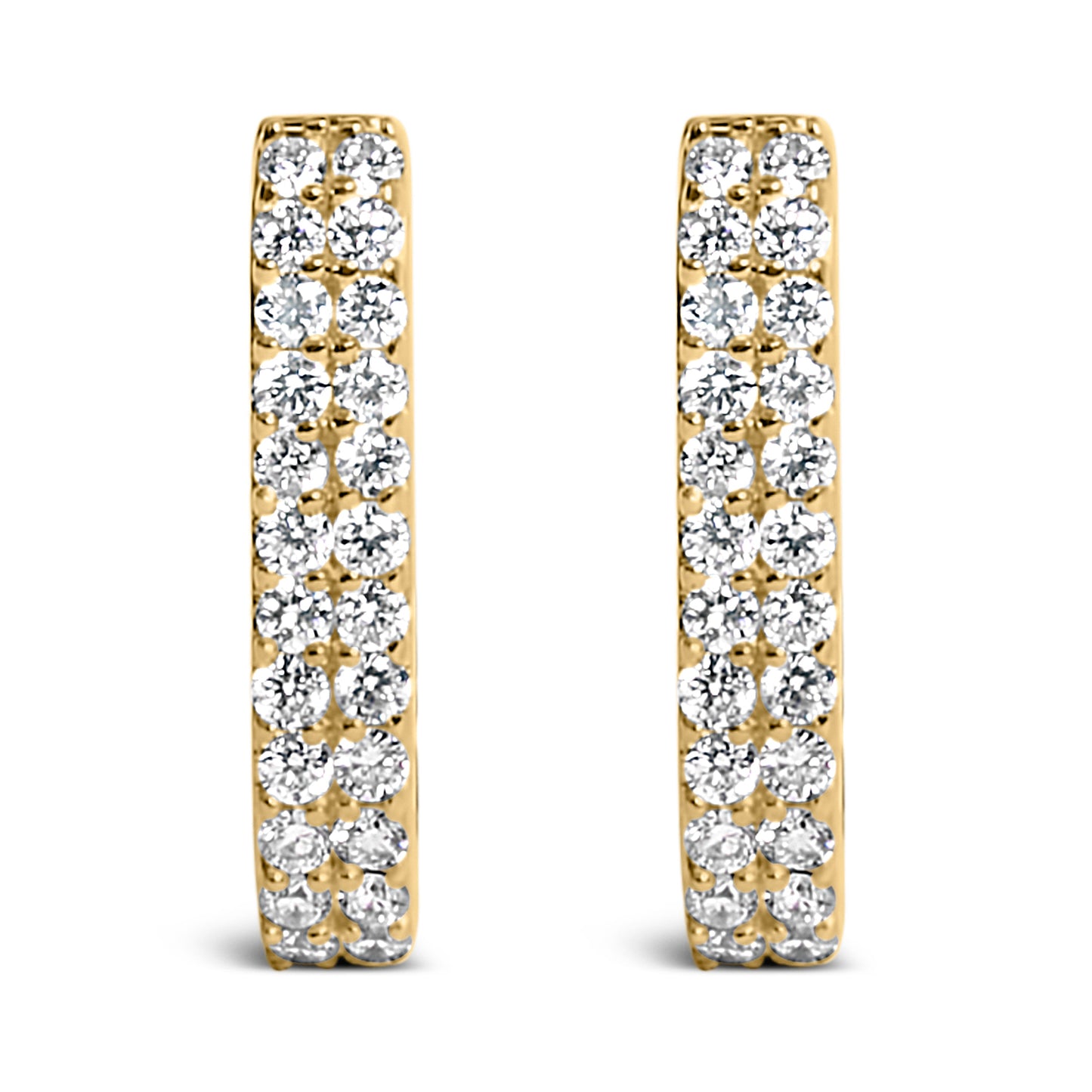 10K White Gold 1/4 Cttw Lab Grown Diamond Double Row Huggie Hoop Earrings