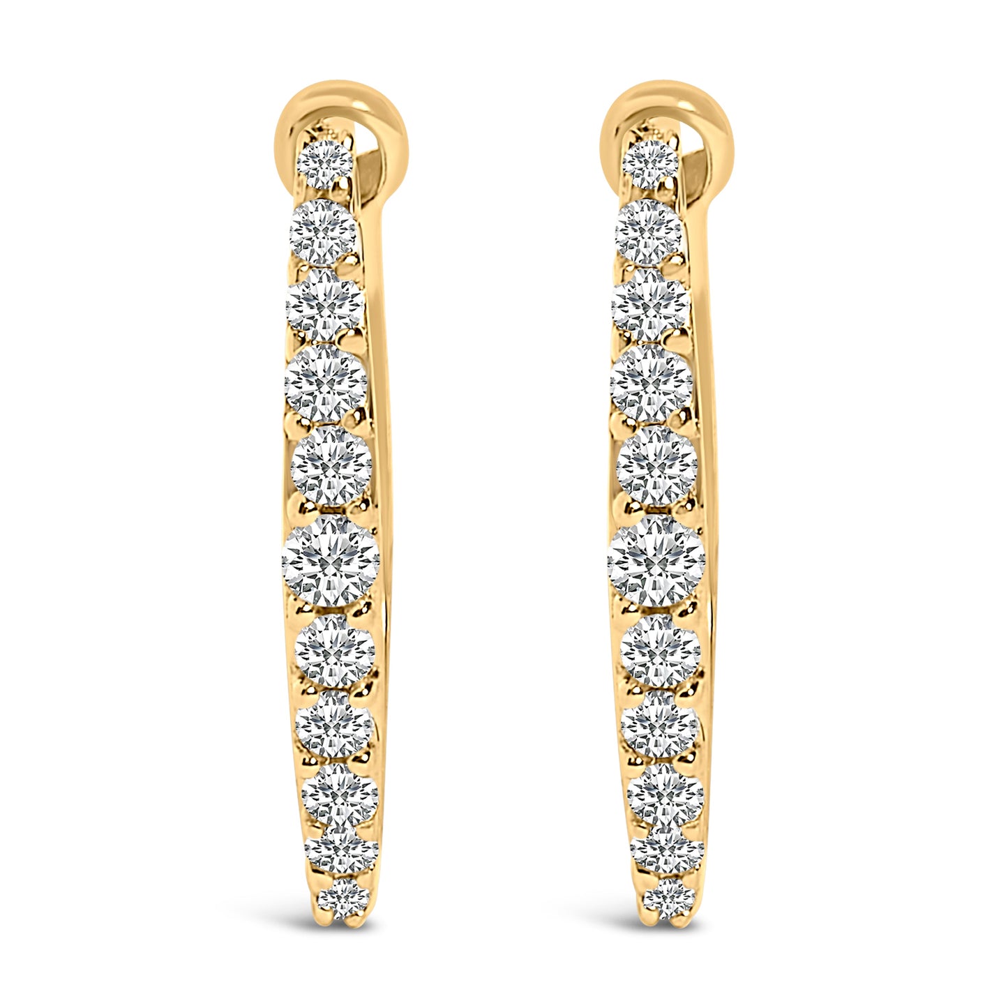 10K White Gold 1/4 Cttw Lab Grown Diamond Heart Shaped Huggy Hoop Earrings