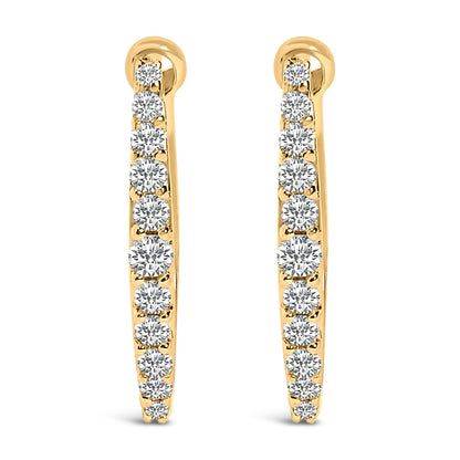 10K White Gold 1/4 Cttw Lab Grown Diamond Heart Shaped Huggy Hoop Earrings