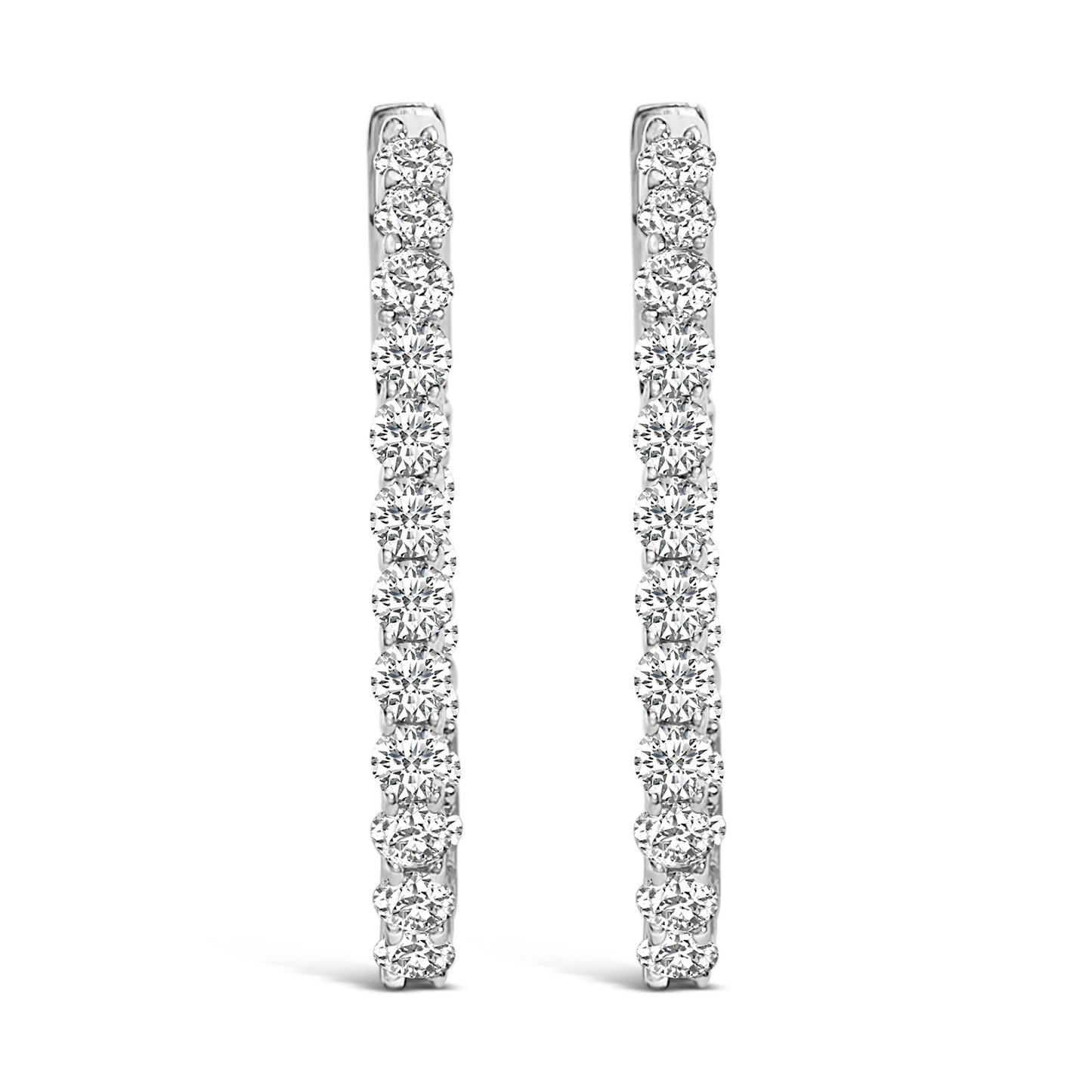 14K White Gold 1.0 Cttw Oval Lab Grown Diamond Hoop Earrings