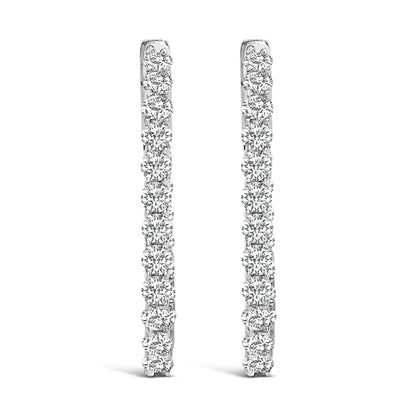 14K White Gold 1.0 Cttw Oval Lab Grown Diamond Hoop Earrings