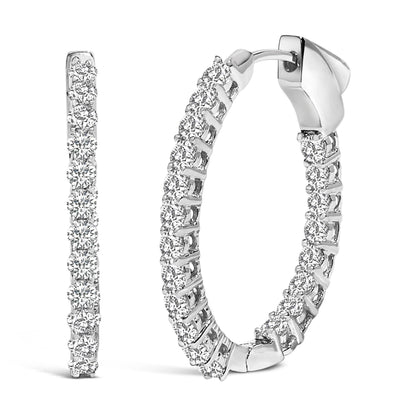 14K White Gold 1.0 Cttw Oval Lab Grown Diamond Hoop Earrings