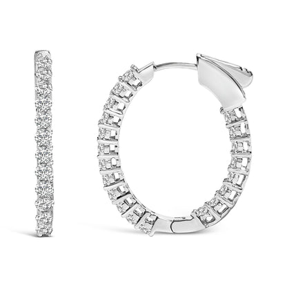 14K White Gold 1.0 Cttw Oval Lab Grown Diamond Hoop Earrings