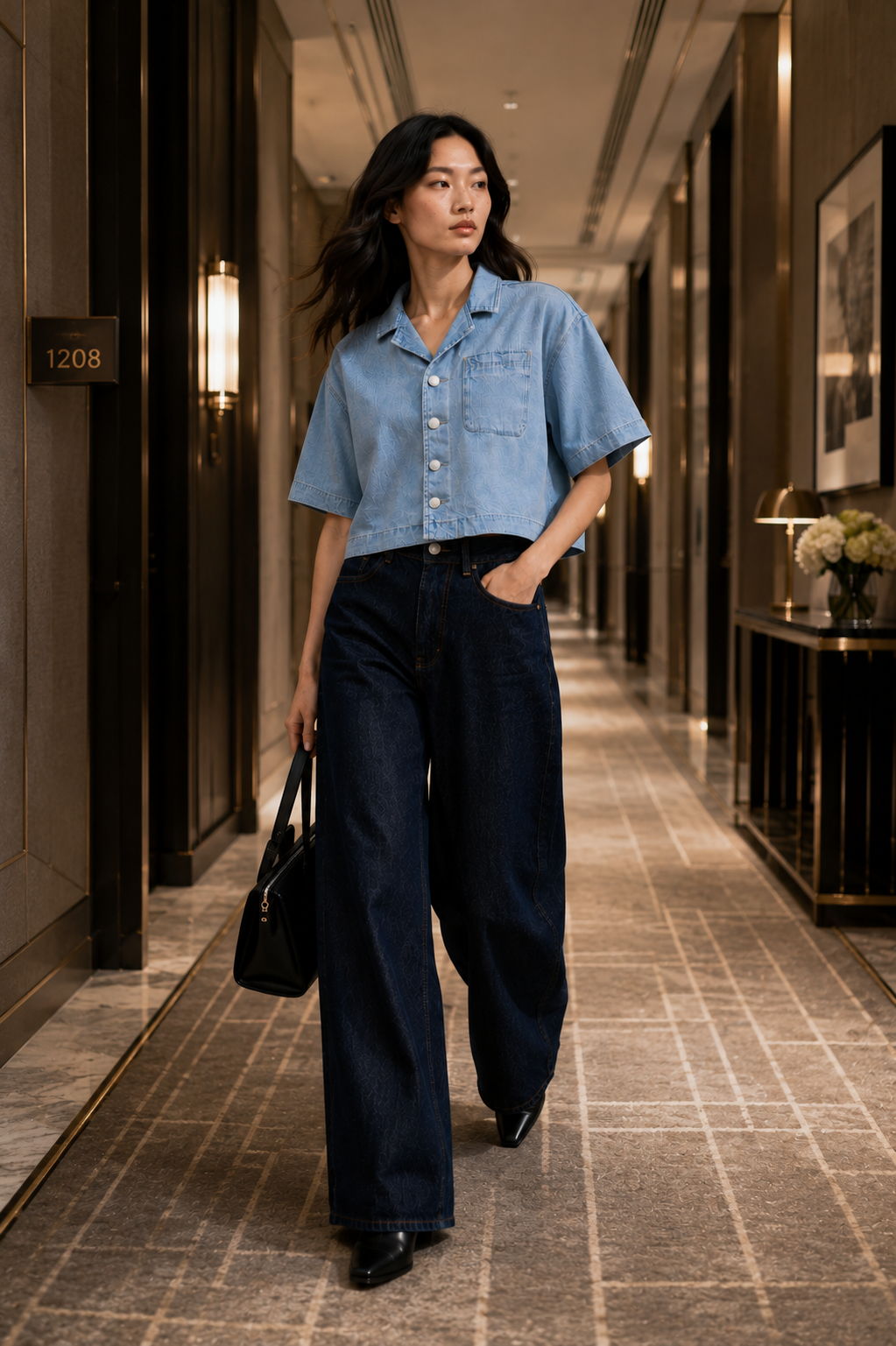 Vintage Wash Boxy Cropped Lyocell Shirt for Women