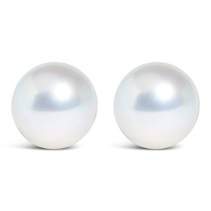 14k White Gold 5-5.5MM  Cultured Freshwater Pearl Solitaire Stud Earrings