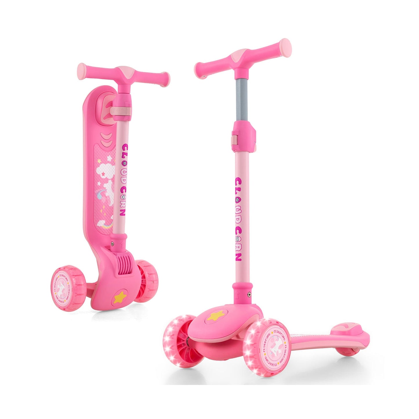 Folding Kids Scooter with Extra Wide Deck and LED Lighted PU Wheels