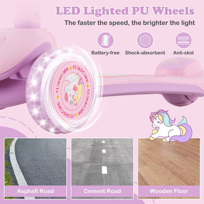 Folding Kids Scooter with Extra Wide Deck and LED Lighted PU Wheels