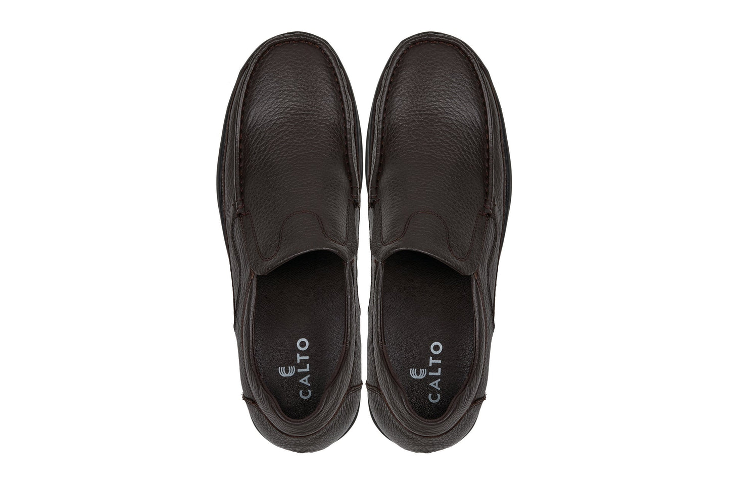 CALTO - G1823 - 3 Inches Taller (Brown) - Lightweight Slip-On Loafer Dress Shoes