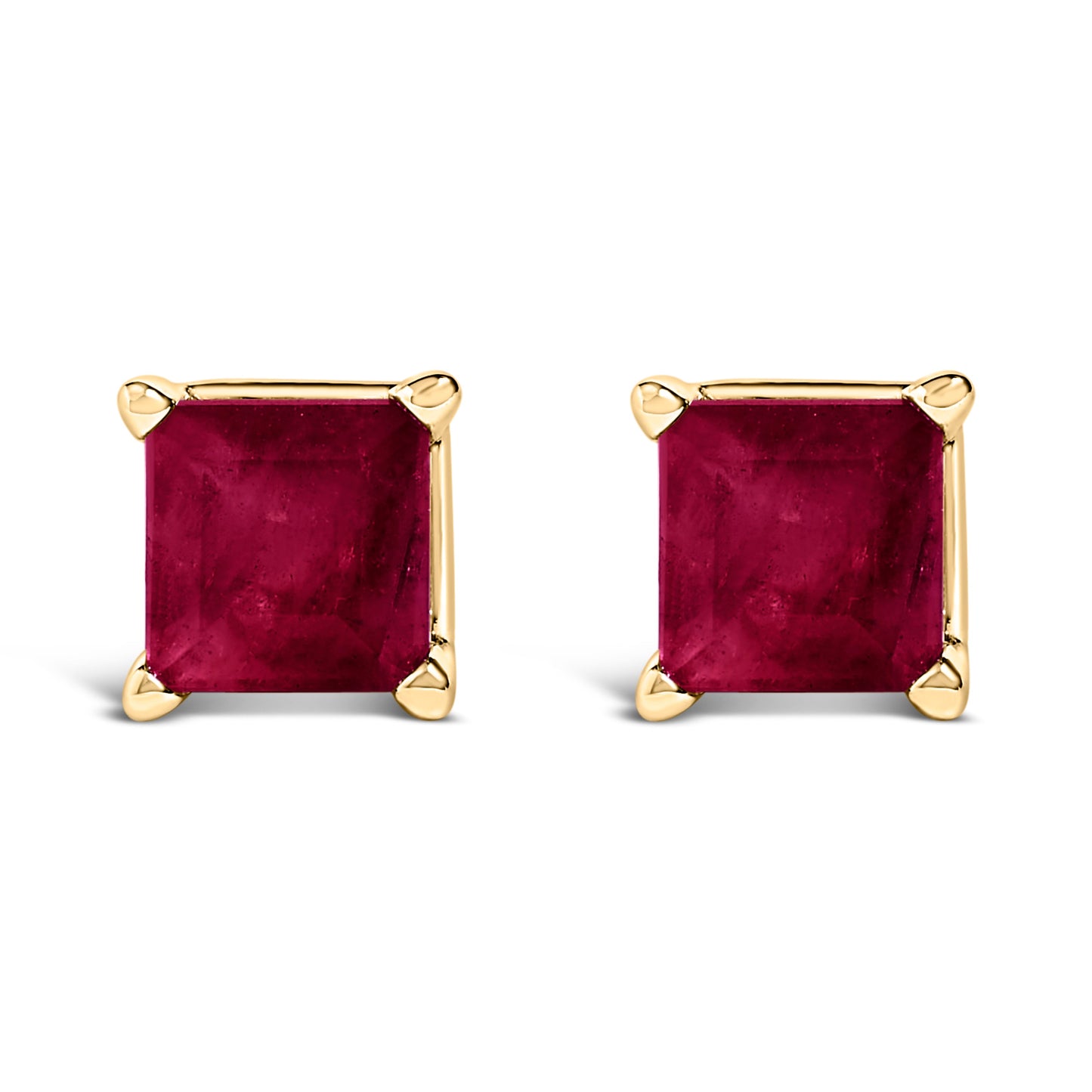 14K White Gold 5x5MM Princess Cut Purple Amethyst Solitaire Stud Earrings