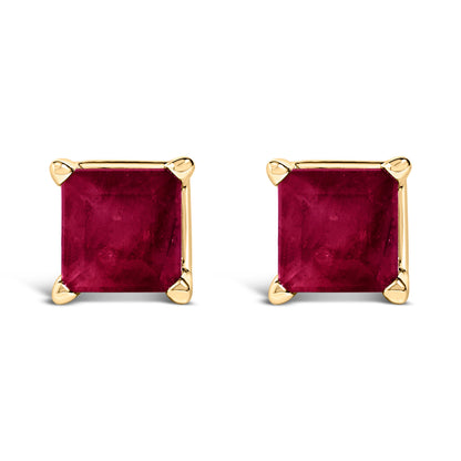 14K White Gold 5x5MM Princess Cut Purple Amethyst Solitaire Stud Earrings