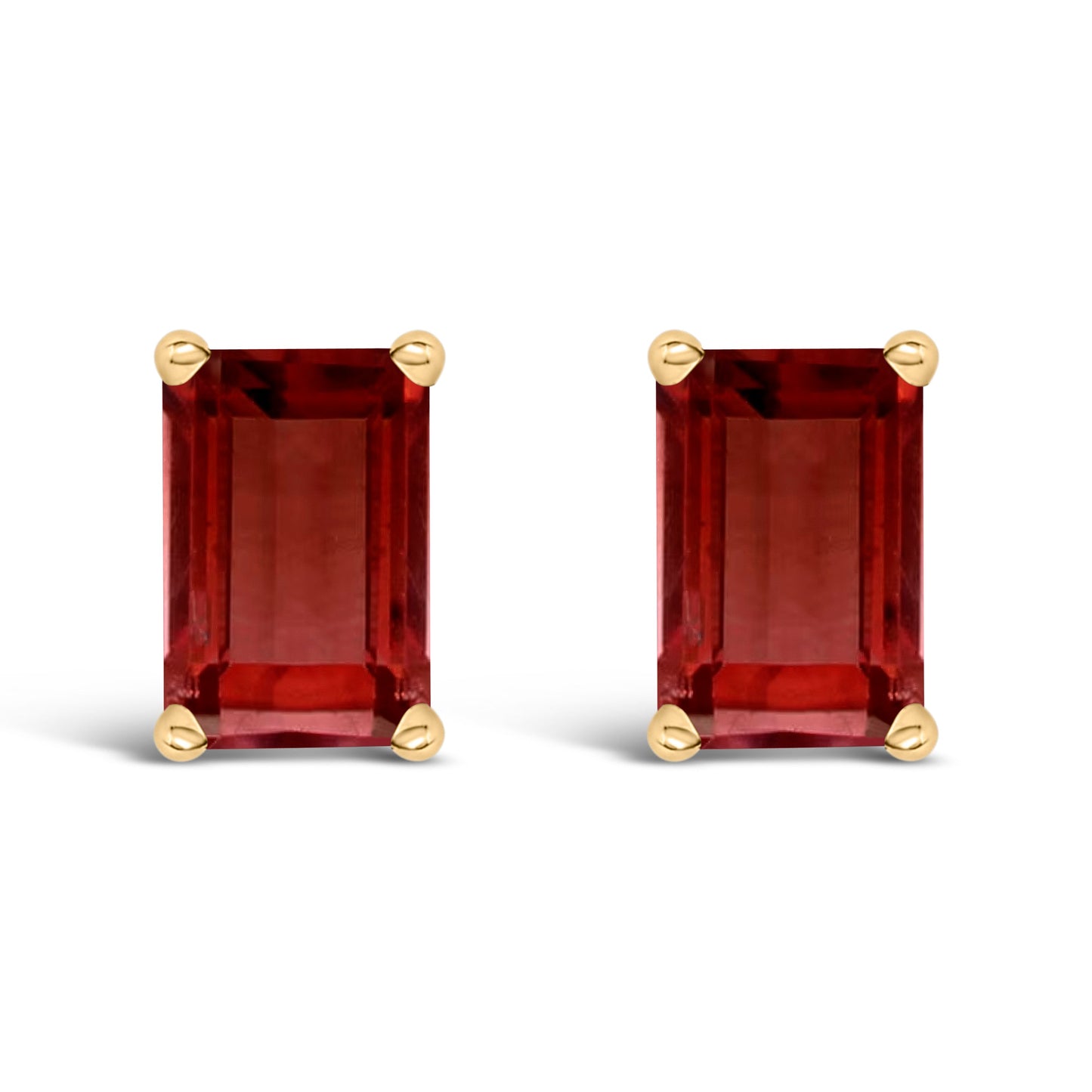 14K White Gold 6x4MM Emerald Shaped Amethyst Solitaire Stud Earrings