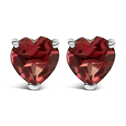 14K White Gold 5MM Heart Cut Purple Amethyst Solitaire Stud Earrings