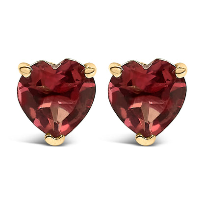 14K White Gold 5MM Heart Cut Purple Amethyst Solitaire Stud Earrings