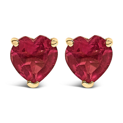 14K White Gold 5MM Heart Cut Purple Amethyst Solitaire Stud Earrings