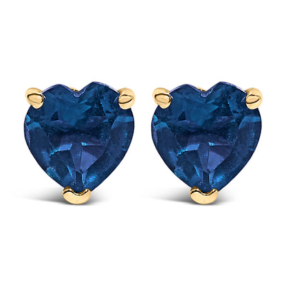 14K White Gold 5MM Heart Cut Purple Amethyst Solitaire Stud Earrings