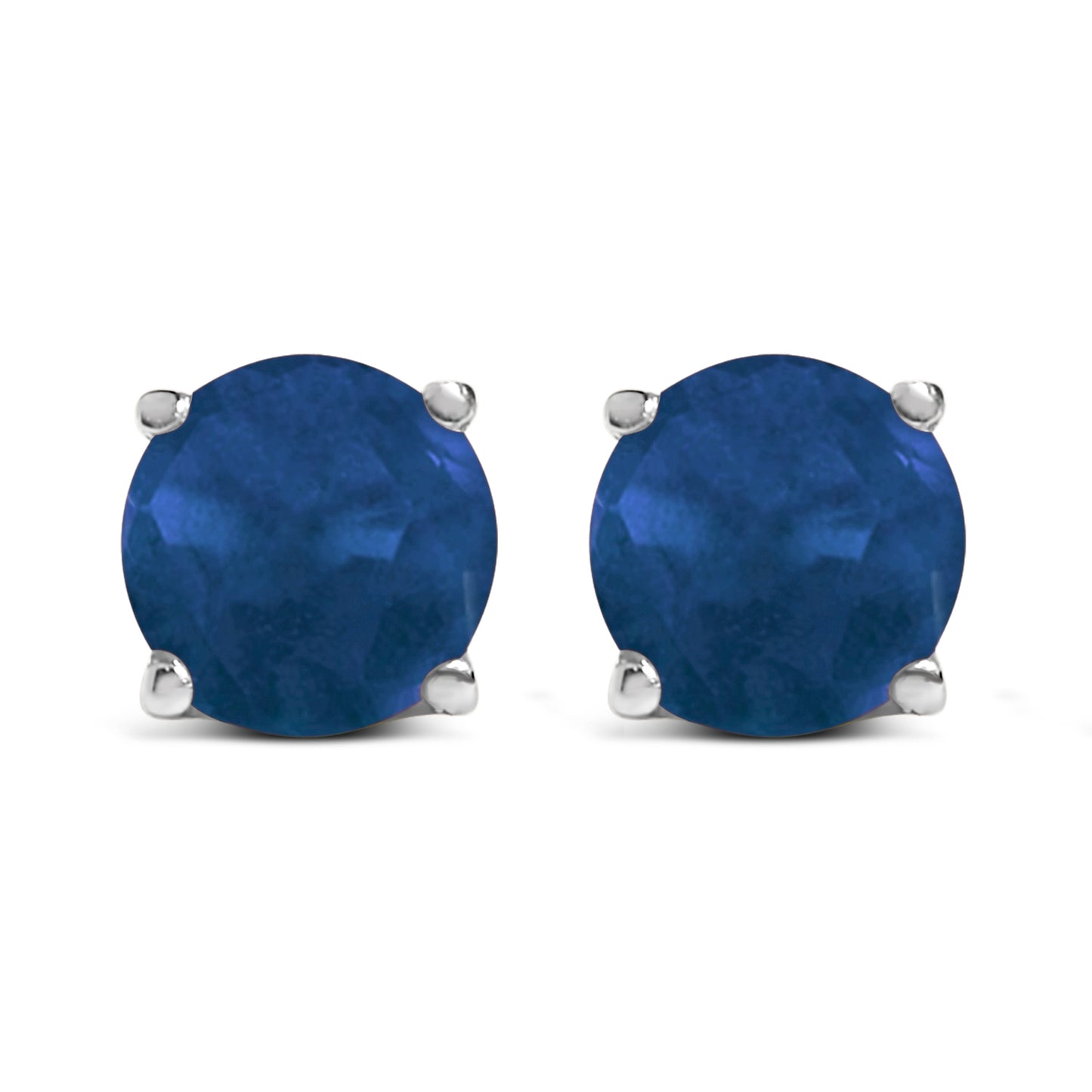 14K White Gold 5X5MM Round Purple Amethyst Solitaire Stud Earrings