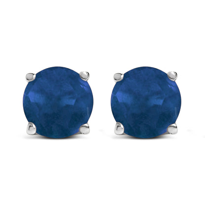 14K White Gold 5X5MM Round Purple Amethyst Solitaire Stud Earrings
