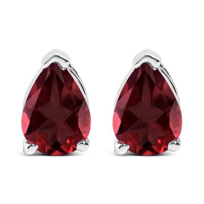 14K White Gold 6x4MM Pear Shaped Purple Amethyst Solitaire Stud Earrings