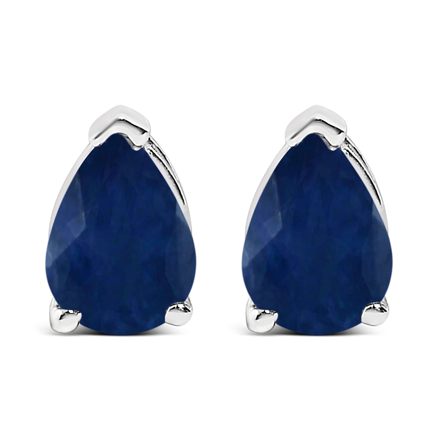 14K White Gold 6x4MM Pear Shaped Purple Amethyst Solitaire Stud Earrings