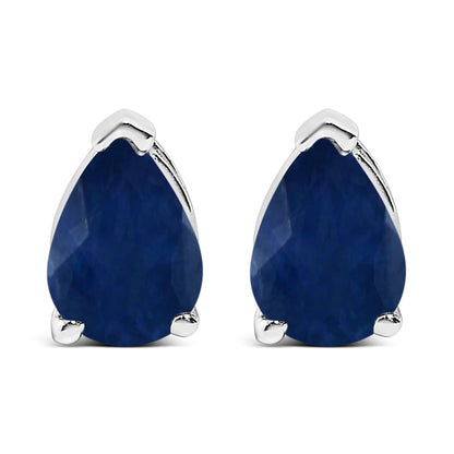 14K White Gold 6x4MM Pear Shaped Purple Amethyst Solitaire Stud Earrings