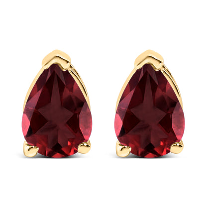 14K White Gold 6x4MM Pear Shaped Purple Amethyst Solitaire Stud Earrings